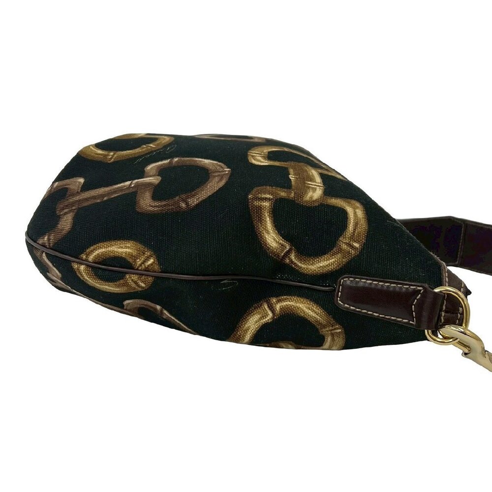 GUCCI Horsebit canvas leather shoulder bag handbag tote black - Picture 7 of 10